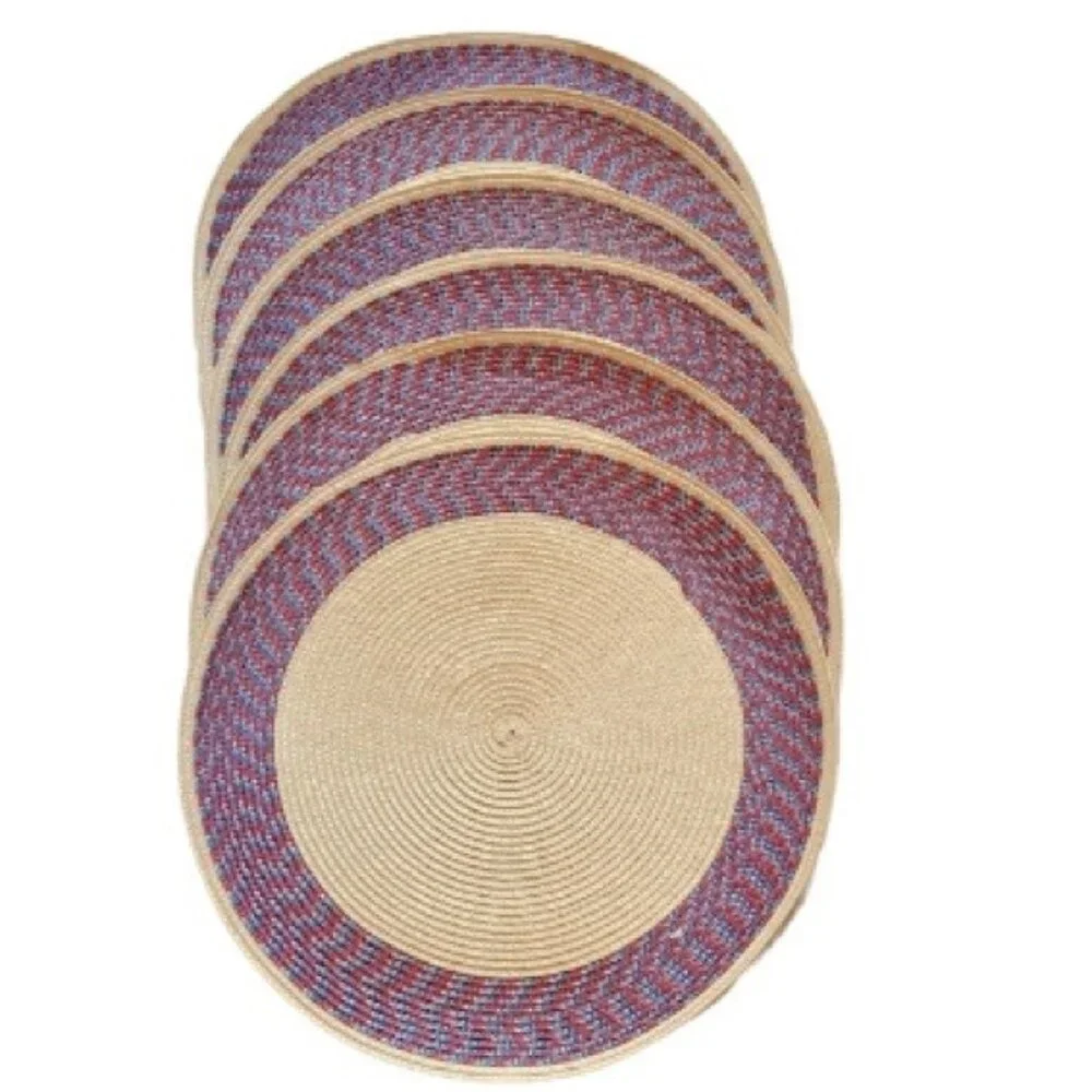 SONOMA Round Braided Placemats  Set of 6 Red and Blue Colorful 15